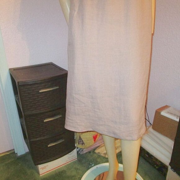 NWT Oda Lux LINEN Midi Size XL 44 DRESS Lavender COWL NECK Short Sleeve POCKETS - Picture 4 of 12